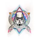 A unique tattoo design combining elements of Star Wars, old school style, and a reference to Stay Gold Pony Boy tattoo design idea