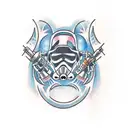 A unique tattoo design combining elements of Star Wars, old school style, and a reference to Stay Gold Pony Boy tattoo design idea