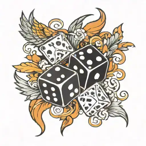 cry now laugh later, 1 dice and 6 dice set, phoenix with a roman numeral tattoo design idea