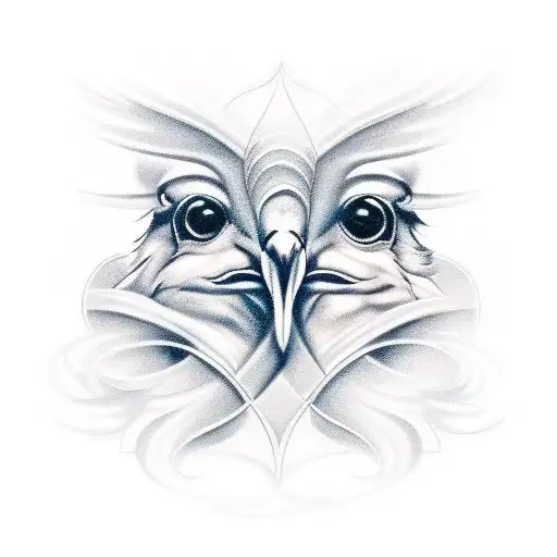 Dove and raven symmetrical tattoo design idea
