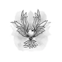 Dove and raven symmetrical tattoo design idea