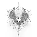 Dove and raven symmetrical tattoo design idea