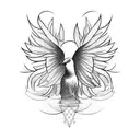 Dove and raven symmetrical tattoo design idea