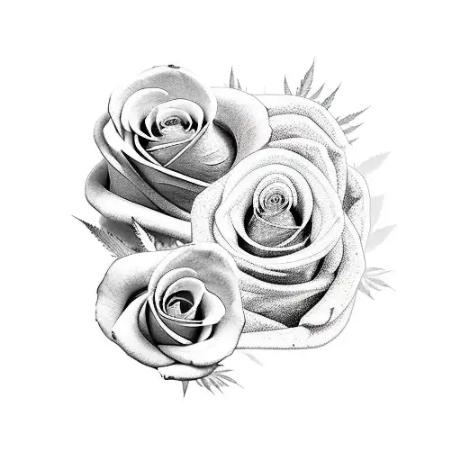 hawk , roses , cannabis , skull tattoo design idea