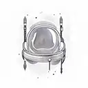 astronaut helmet with some doom demons tattoo design idea