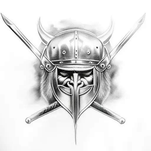 viking with sword an helmet  tattoo design idea