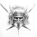 viking with sword an helmet  tattoo design idea