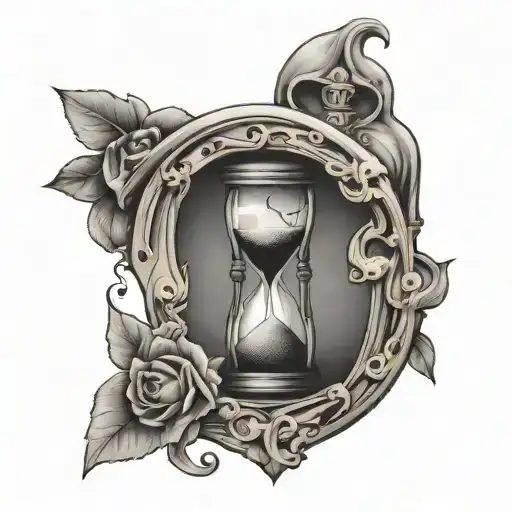 Hourglass, melting clock, money bag tattoo design idea