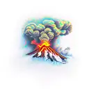 a tornado meets a volcano tattoo design idea