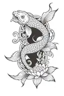 koi fish and lotus flower blooming tattoo design idea