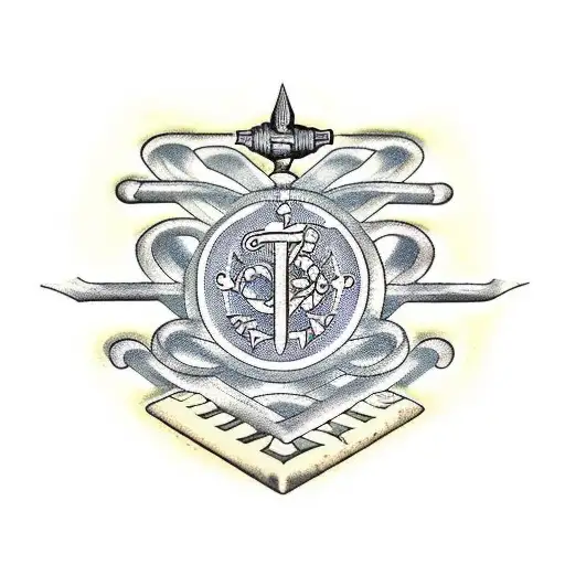 Icthus made from nails with agape written in Greek and the Roman numerals III XX tattoo design idea