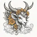 fairy ram horns fire wings tattoo design idea