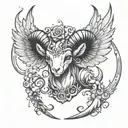 fairy ram horns fire wings tattoo design idea