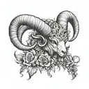 fairy ram horns fire wings tattoo design idea
