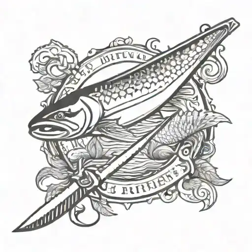 fishing, hunting knife, memorial tattoo tattoo design idea