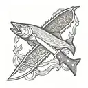fishing, hunting knife, memorial tattoo tattoo design idea