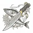 fishing, hunting knife, memorial tattoo tattoo design idea