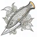 fishing, hunting knife, memorial tattoo tattoo design idea