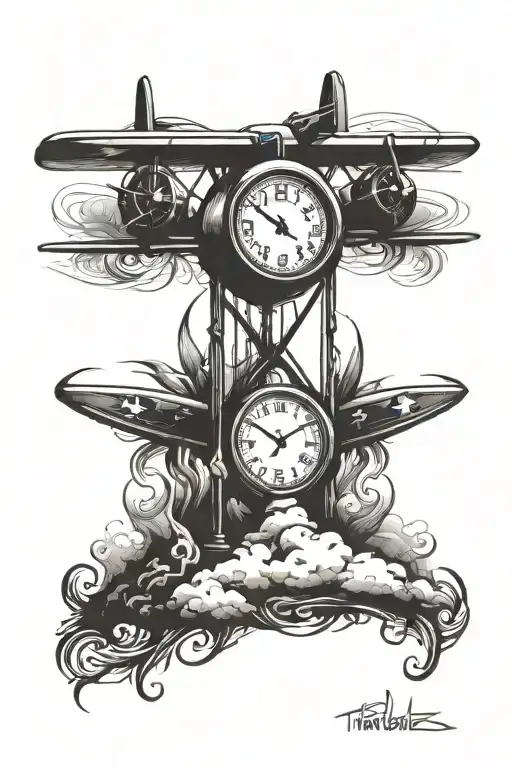 Time waits for no one, planes, timeglass, roae tattoo design idea