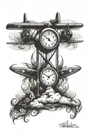 Time waits for no one, planes, timeglass, roae tattoo design idea
