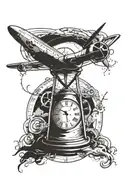 Time waits for no one, planes, timeglass, roae tattoo design idea