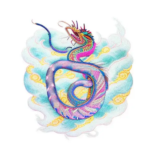 Feathers of the East, Serpent of the West, In vibrant hues, a tattoo to impress. Quetzalcoatl, mythical and grand, Embra tattoo design idea