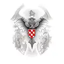  "Please create a drawn ancient Illyrian sword for me. The phrase 'Besa Bës' should be engraved on the blade, with a sub tattoo design idea