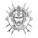  "Please create a drawn ancient Illyrian sword for me. The phrase 'Besa Bës' should be engraved on the blade, with a sub tattoo design idea