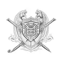  "Please create a drawn ancient Illyrian sword for me. The phrase 'Besa Bës' should be engraved on the blade, with a sub tattoo design idea
