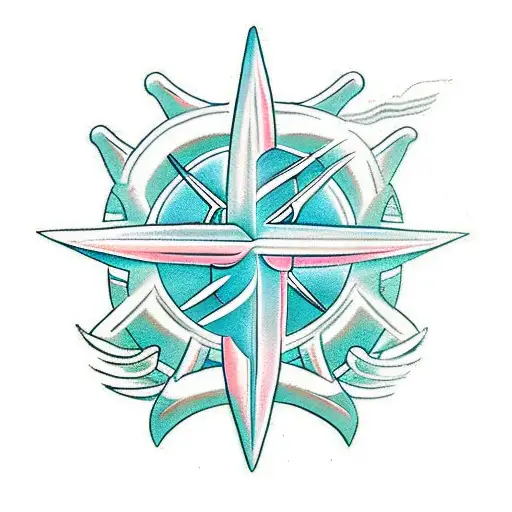 the ancient Greek symbol of the "Argead Star" with a Trident instead of the vertical rays  tattoo design idea