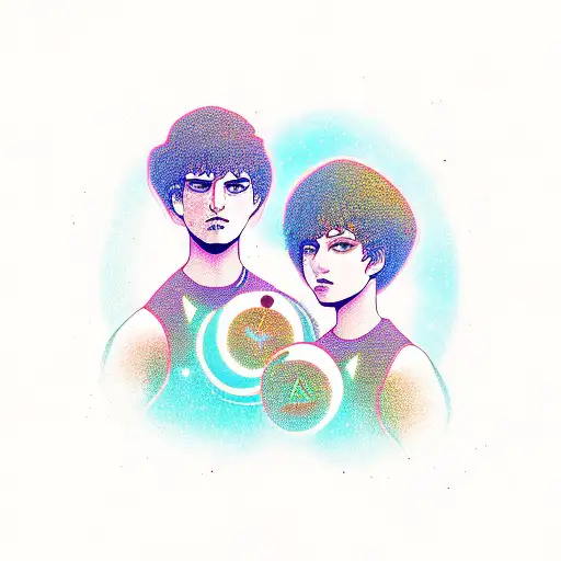Gemini + Virgo symbol siblings tattoo design idea