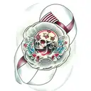 broken brain with maroon ribbon  tattoo design idea