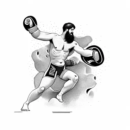 Ancient gladiator fighting a modern MMA fighter tattoo design idea