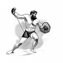 Ancient gladiator fighting a modern MMA fighter tattoo design idea