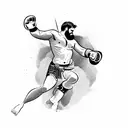 Ancient gladiator fighting a modern MMA fighter tattoo design idea