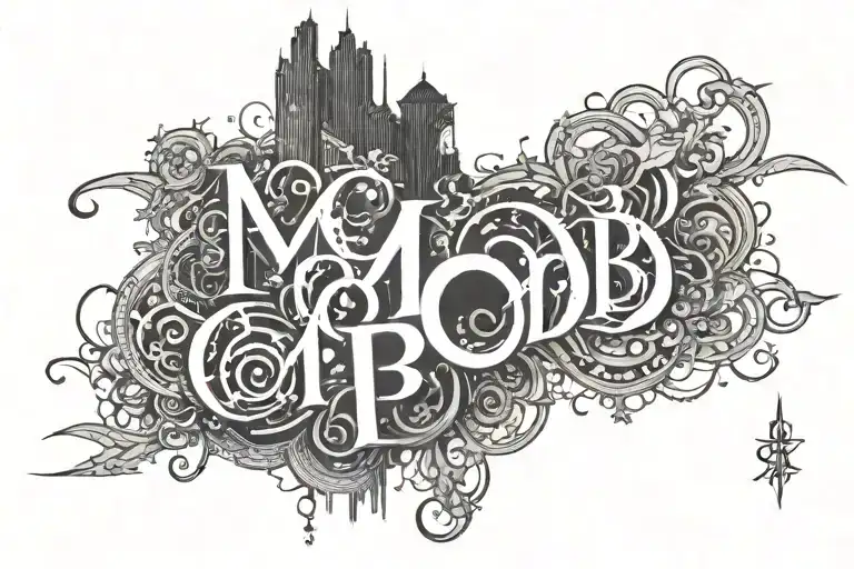 the word mob faded on left side profile tattoo design idea