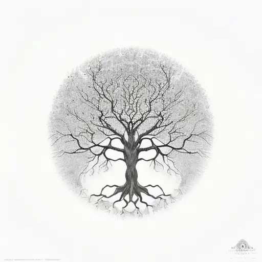 tree of life with circle around it  tattoo design idea