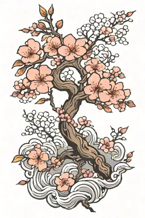 Japanese cherry blossom tree tattoo design idea