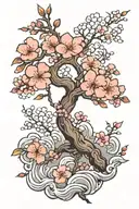 Japanese cherry blossom tree tattoo design idea