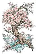 Japanese cherry blossom tree tattoo design idea