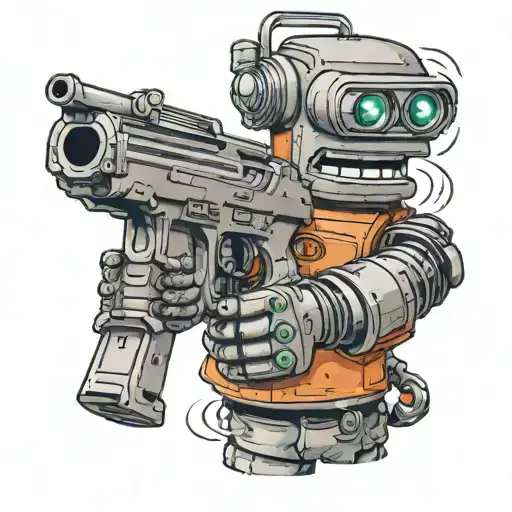 bender from Futurama holding glock tattoo design idea