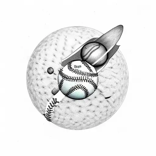 baseball solar system tattoo design idea