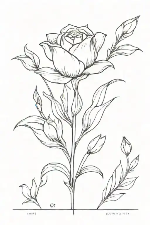 rose, tulip, daffodil flowers tattoo design idea