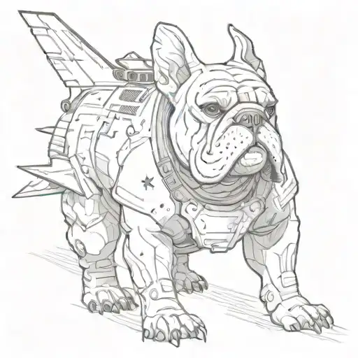 a bulldog dressed as a fighter jet tattoo design idea