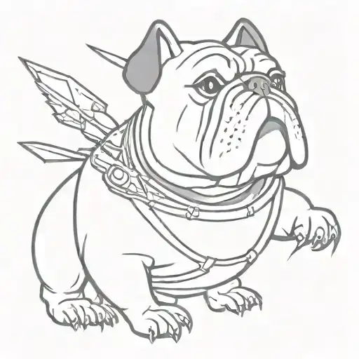 a bulldog dressed as a fighter jet tattoo design idea