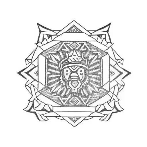 An emblem with a Banderole in front of it. The Emblem should contain a Burrito  and a Caribou.The Emblem should  tattoo design idea