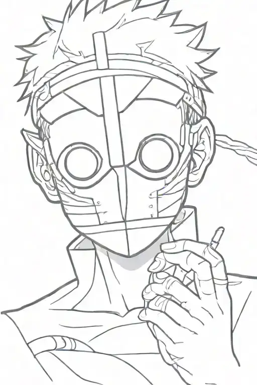 obito uchiha opening his mask holding tattoo design idea