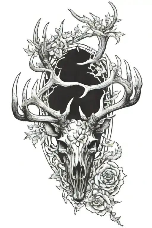 deer and elk skulls with antlers made tattoo design idea