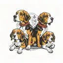 twins and beagle dog tattoo design idea