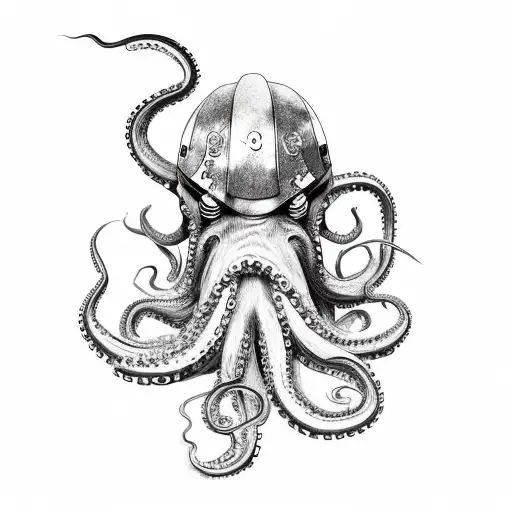 japanese  samurai fighting octopus tattoo design idea